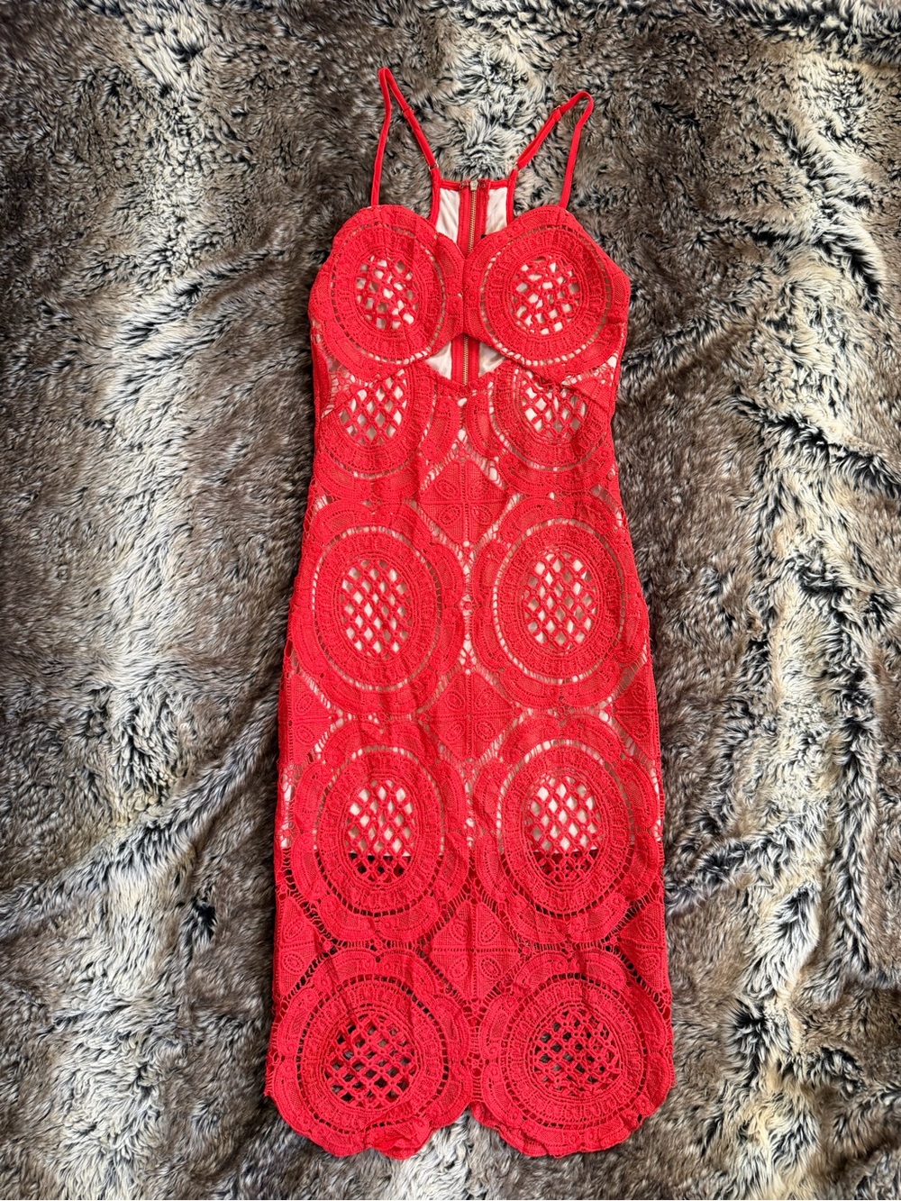NWT Forever 21 Red Crochet Midi Dress with Strappy Back